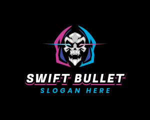 Skull Gaming Neon logo design