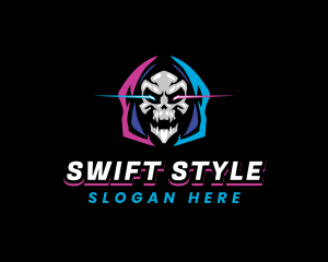 Skull Gaming Neon logo design