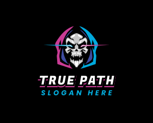 Skull Gaming Neon logo design