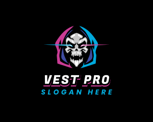 Skull Gaming Neon logo design