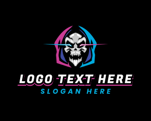 Gaming - Skull Gaming Neon logo design