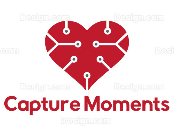 Technology Circuit Heart Love Logo