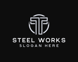 Industrial Steel Letter T logo