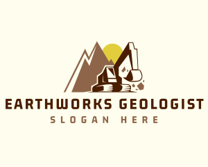 Excavator Mountain Demolition logo design