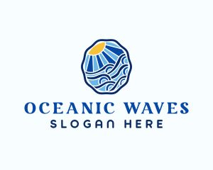 Sun Ocean Wave logo design