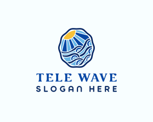 Sun Ocean Wave logo design