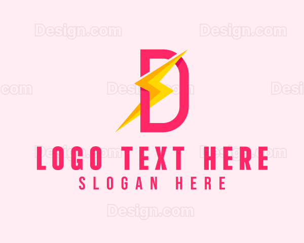 Electric Lightning Letter D Logo