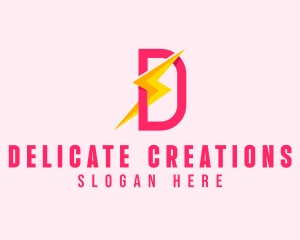 Electric Lightning Letter D logo design