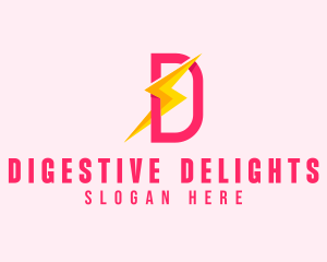 Electric Lightning Letter D logo design