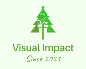 Christmas Tree Present Gift logo design
