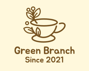 Branch Leaf Coffee Cup logo design