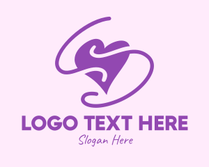 Marriage - Purple Heart Squiggle logo design