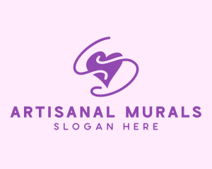 Purple Heart Squiggle logo design