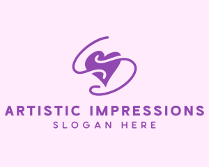 Purple Heart Squiggle logo design