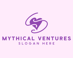 Purple Heart Squiggle logo design