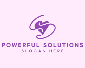 Purple Heart Squiggle logo design