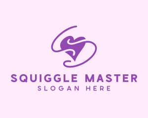 Purple Heart Squiggle logo design