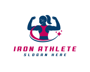 Female Muscular Athlete logo design