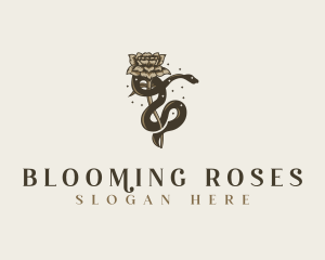 Snake Rose Flower logo design