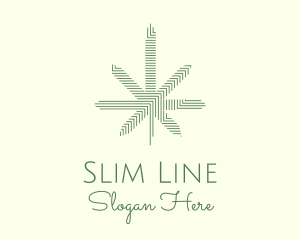 Cannabis Line Leaf logo design