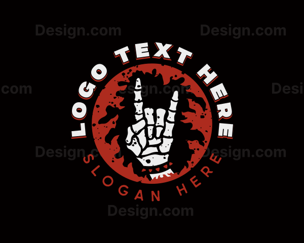 Skeleton Hand Rockstar Logo