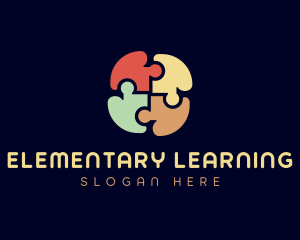 Jigsaw Puzzle Learning logo design