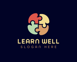 Jigsaw Puzzle Learning logo design