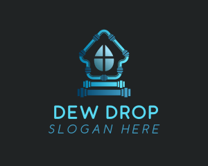 House Pipe Water Drop logo design