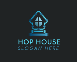 House Pipe Water Drop logo design