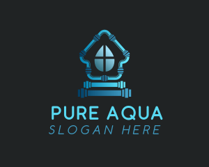 House Pipe Water Drop logo design