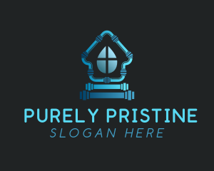 House Pipe Water Drop logo design