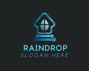 House Pipe Water Drop logo design