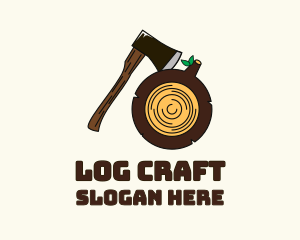 Axe Wood Log logo design