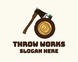 Axe Wood Log logo design