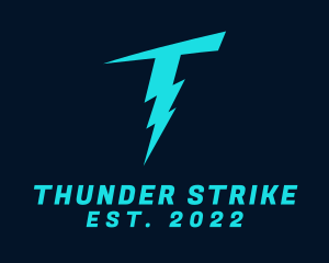 Electric Thunder Letter T logo design