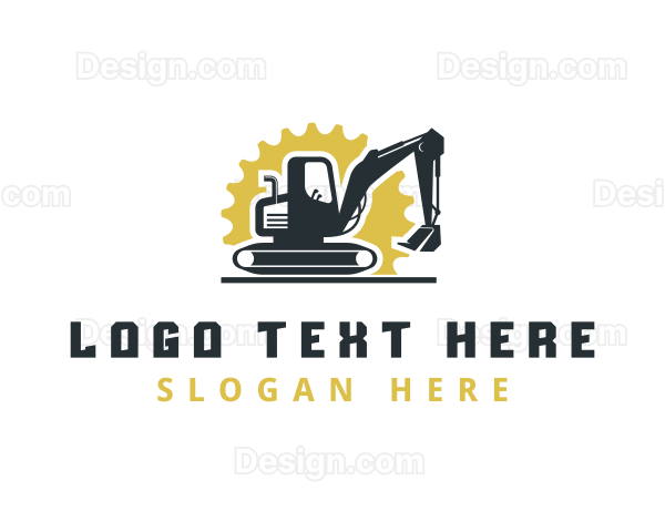 Gear Excavator Construction Logo