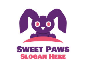 Cute Purple Bunny logo design