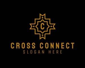 Cross Ribbon Religion Badge logo design