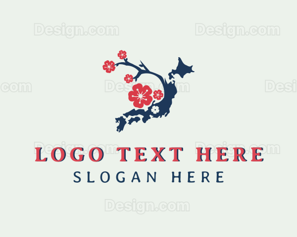 Cherry Blossom Floral Map Logo