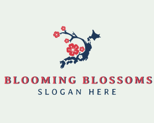 Cherry Blossom Floral Map logo design