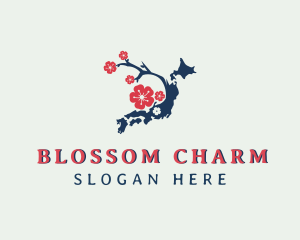 Cherry Blossom Floral Map logo design