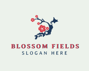 Cherry Blossom Floral Map logo design