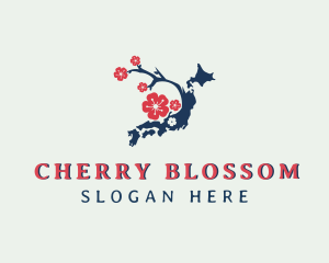 Cherry Blossom Floral Map logo design