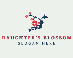 Cherry Blossom Floral Map logo design