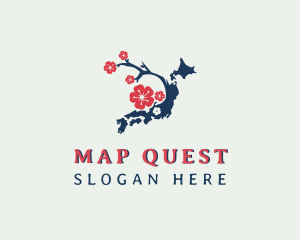 Cherry Blossom Floral Map logo design