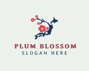 Cherry Blossom Floral Map logo design