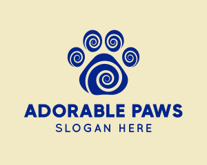 Spiral Dog Paw Print logo design