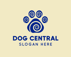 Spiral Dog Paw Print logo design