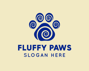 Spiral Dog Paw Print logo design