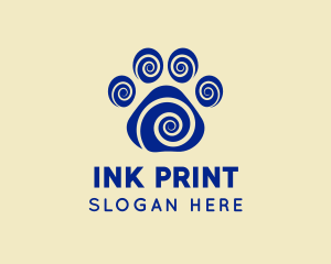 Spiral Dog Paw Print logo design